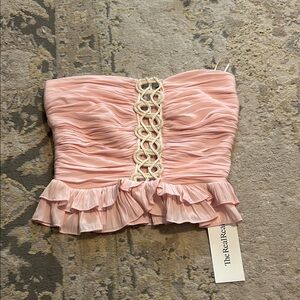 Ramy Brook Pink Strapless Ruffled Top